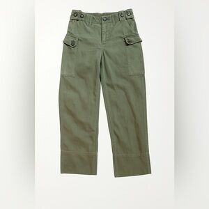 Green Cropped Pants‎ with Cargo Pockets High Waisted Trousers James Perse